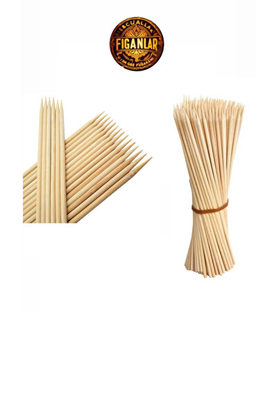 figanlar ambalaj 5 Mm 40 Cm - 25 Adet Bambu Uzun Ve Kalın Ahşap Çöp Şiş Çubuğu