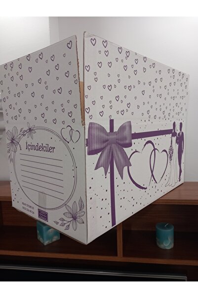 Le' Madam İsim Yazılabilen ( 5 Adet ) Mor Çeyiz Kolisi