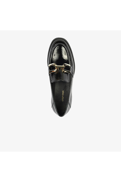 Greyder 59120 Kadın Siyah Rugan Hakiki Deri Loafer Ayakkabı