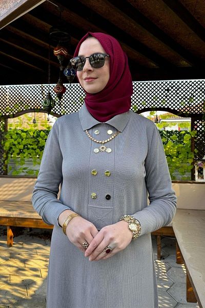 Rabia Şamlı Γκρι πλεκτό φόρεμα Sema