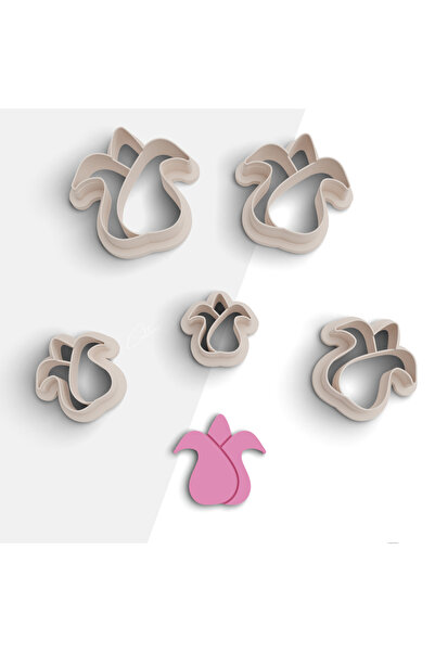 flament aşk Tulip Shaped Polymer Clay Mold, Earring Mold, Clay Cutter, 5 Size...