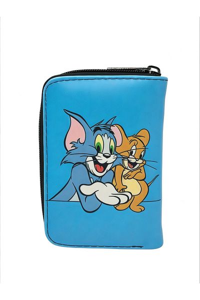 sinbEsg Portofel pentru copii și adolescenți cu design special Tom & Jerry, cu fermoar, compartiment pentru monede și suport pentru carduri