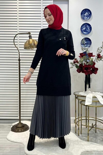 Rabia Şamlı Black Wise Knitwear Tunic