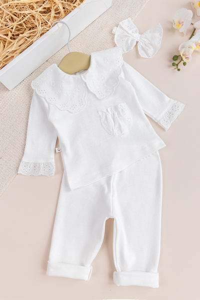 Babymod Fisto Yakalı İkili Pamuklu penye Kız bebek Takımı