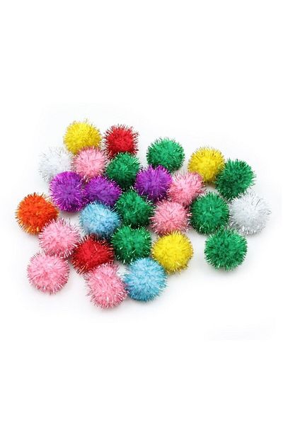Yumuşakkeçe 2 cm Glitter Plush Pompom 100 Pieces