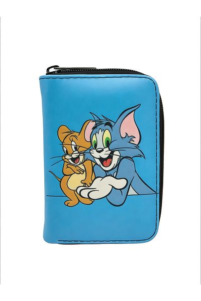 sinbEsg Portofel pentru copii și adolescenți cu design special Tom & Jerry, cu fermoar, compartiment pentru monede și suport pentru carduri