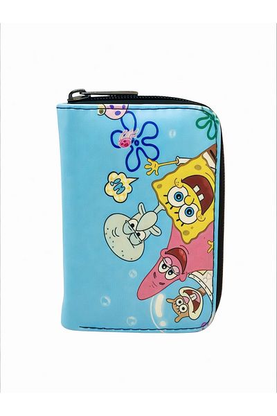 sinbEsg Portofel pentru copii și adolescenți cu design special Sunger Bob, cu fermoar și compartiment pentru monede