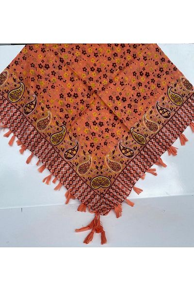 Safir Tuhafiye Βαμβακερό Ινδικό Φουλάρι 110 cm x 110 cm |   Ινδική γραφή