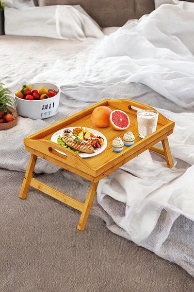 NEWNOW Bamboo Society Tray Footed Pleasure Tray Bamboo Tray