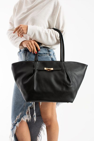 Daj Company Geantă de mână și de umăr oversize pentru femei cu accesorii aurii