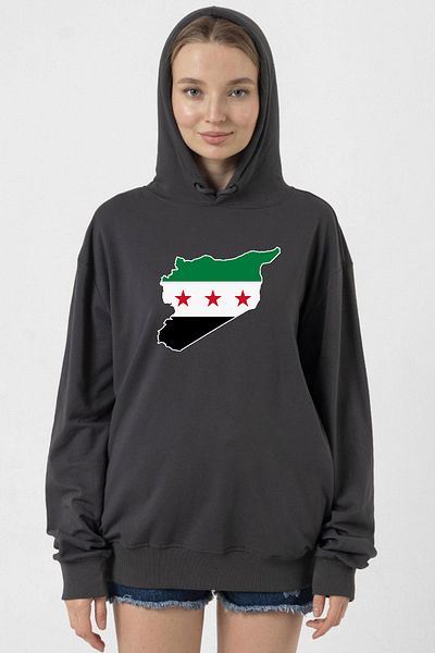 Tshirthane New Syria Flag Hoodie Women's 2Ip Smoked