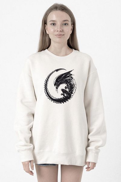 Tshirthane Allien Xenomorph White Women's 2Ip Sweatshirt