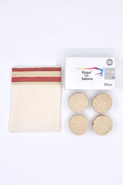 ElisaOtantik 4 Pieces Facial Cleansing Set - Facial Scrub, Rushur Stone Soap and Rushur Stone
