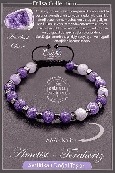 Erilsa جودة AAA+ معتمدة من Terahertz الحقيقي - سوار من حجر الجمشت