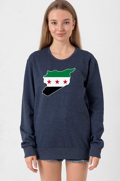 Tshirthane Syria New Flag Indigo Women's 2Ip Sweatshirt