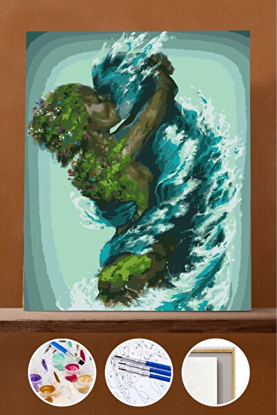 Pastelya Sayılarla Boyama Seti Çerçeveli Kasnaklı Su ve Doğa 40x50 cm