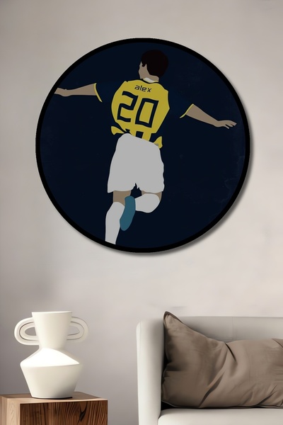 Teona Ahşap Çerçeve Görünümlü Alex De Souza Sarı Lacivert Takım Ahşap MDF Dek...