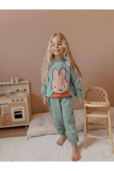 YİGİT BUTİK Floral Printed Girl's Bottom Top Set