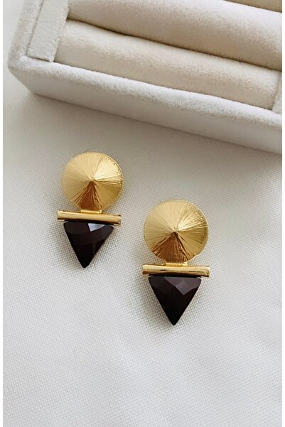 VNS Accessories Kristal Üçgen Taş Detay Tasarım Küpe (4 CM)