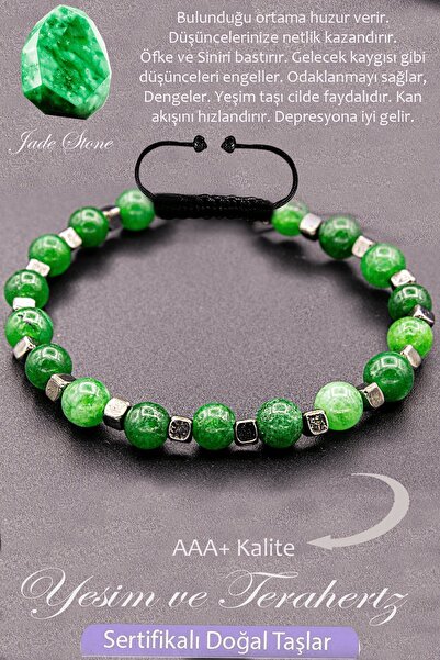 Erilsa Sertifikalı AAA+ Kalite Gerçek Terahertz - Yeşim Taşı Bileklik