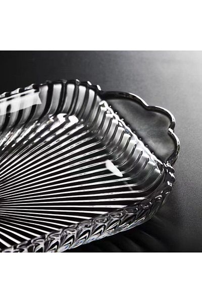 FAIR HOME Line Pattern Glass Tray - Presentation Holder - Fruit Holder - 36X22 cm