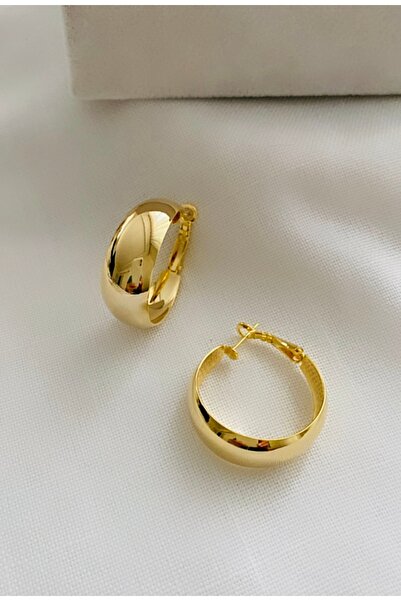 VNS Accessories İthal Rodyum Kaplama Kalın Halka Küpe (3 CM)