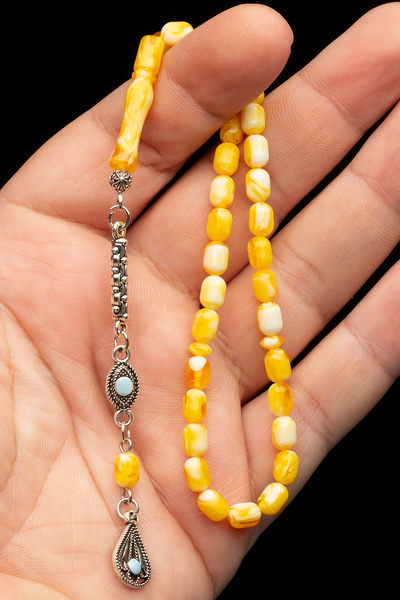 OTTOTESBİH Men's Gift 5.5X7.5Mm Tiny Size Beirut Drop Amber Rosary