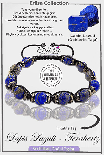 Erilsa Sertifikalı Gerçek AAA+ Terahertz - Lapis Lazuli Taşı Bileklik
