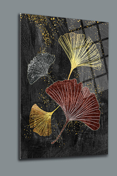 glassartdesign Pictură pe sticlă cu frunze tropicale Pictură decorativă Cadou...