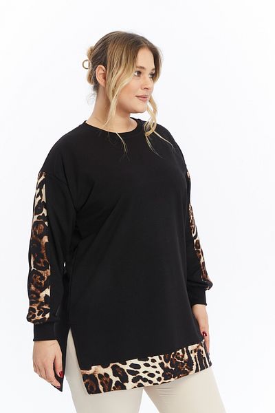 Birol Triko Women's Black Leopard Print Tunic