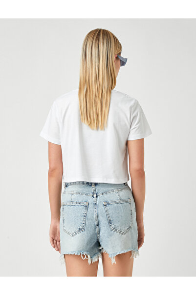 Koton T-shirt Şahika Ercümen Text Printed Crop