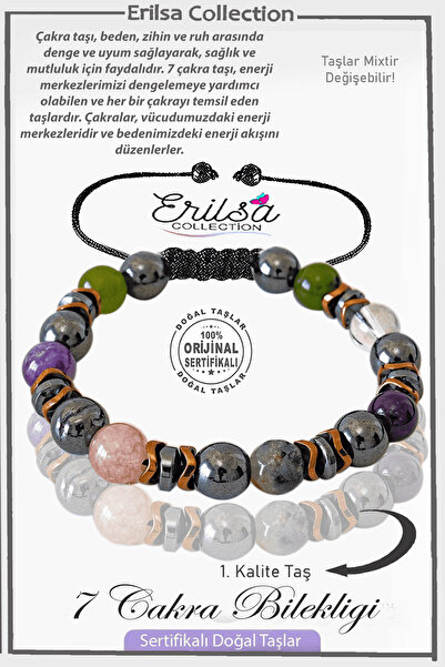 Erilsa 7 Chakra Certified Mix Faceted Real Hematite Bracelet