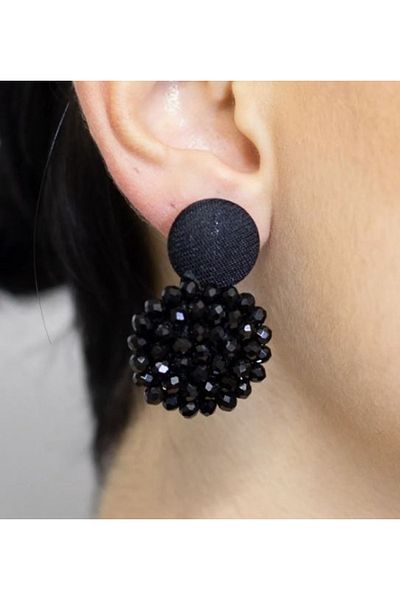 mos&more Textured Black Earrings with Cutout Beads