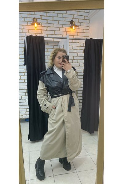 TUBA TOPTAŞ Oversized Leather Detailed Trenchcot