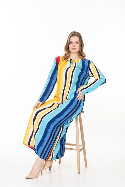 mervemoda Γυναικείο μακρυμάνικο καλοκαιρινό φόρεμα