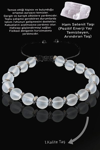 Erilsa Hematite Faceted Selenite Bracelet - Adjustable