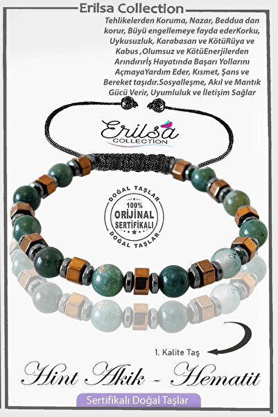 Erilsa الهيماتيت الوردي الحقيقي المعتمد - سوار حجر العقيق الهندي