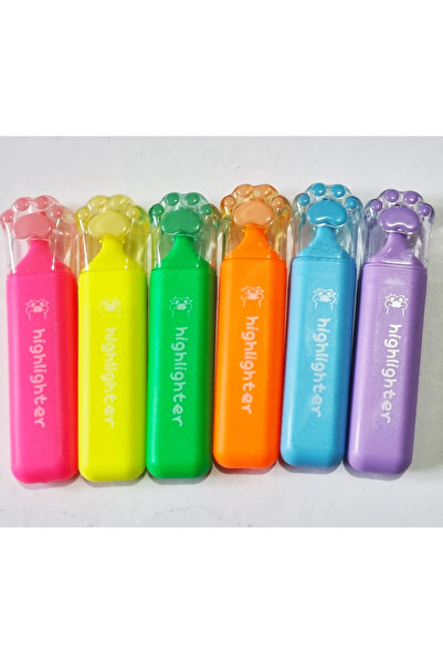 Modellino 6 Renk Büyük Boy Patili Neon Renkler Kesik Uçlu Fosforlu Kalem A-7268A