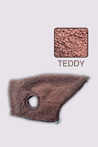salya store Coffee Color Zippered Teddy Dog Jacket