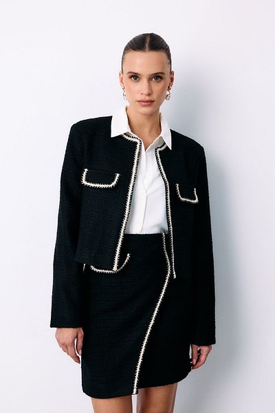 Sateen Jachetă scurtă cu gât crew