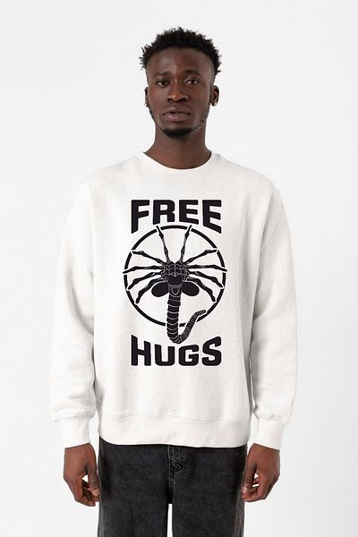 Tshirthane Δωρεάν ανδρικό φούτερ Facehugger Hugs White 2ip