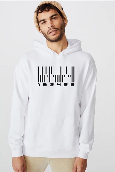 Tshirthane Dark Matter The Android Barcode Λευκό ανδρικό φούτερ με κουκούλα 3 ip