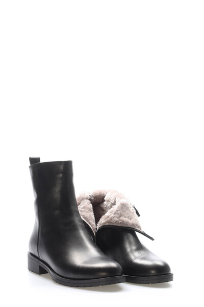 TUGERDİ Siyah Hakiki Deri Fermuarlı Kaliteli Kadın Bot TG09257192611040