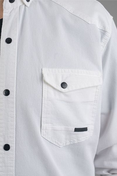 bombe Slim Fit Ανδρικό Εποχιακό Τζιν Πουκάμισο Λευκό