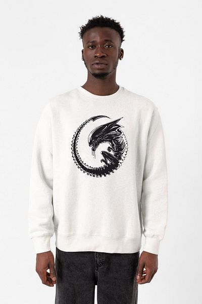 Tshirthane Ανδρικό φούτερ Allien Xenomorph White 2ip
