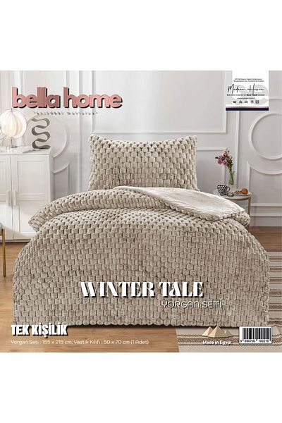 Bikaya Home Winter Tale Single Duvet Set, Rabbit Feather Duvet Set, 155X215 cm