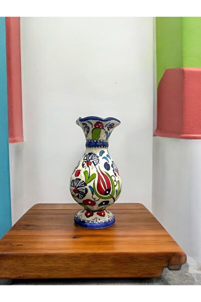 Oğuz Çini El Yapımı Kütahya Çini Sümbül Vazo - 15 cm (Özel Tasarım)