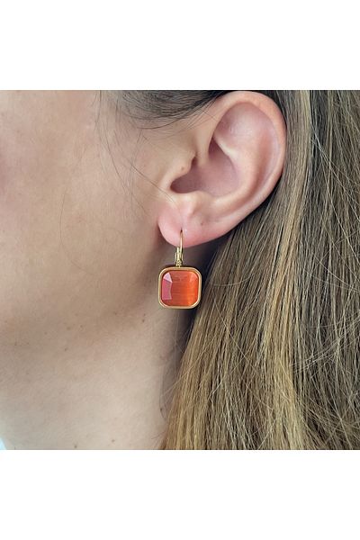 nerora Anti Tarnish Steel Earrings with Red Vintage Stones