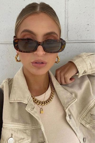 Nilu Moda النظارات الشمسية ليوبارد براون