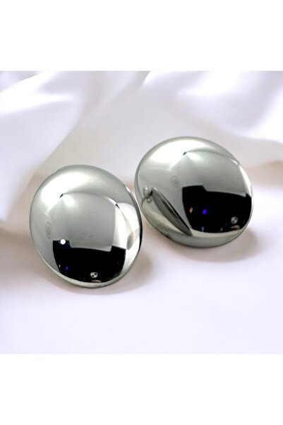 MODA Oval Gümüş Renk Çelik Küpe